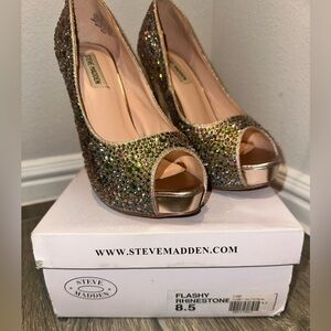 Steve Madden Multicolor Rhinestone Peep Toe Heels